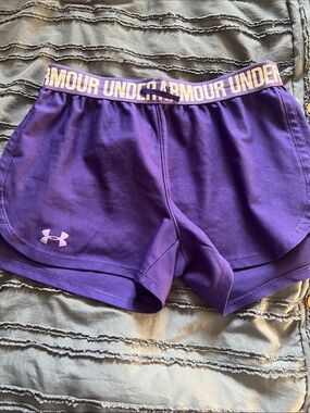 Under Armour Purple Women's Athletic Shorts with Logo Waistband